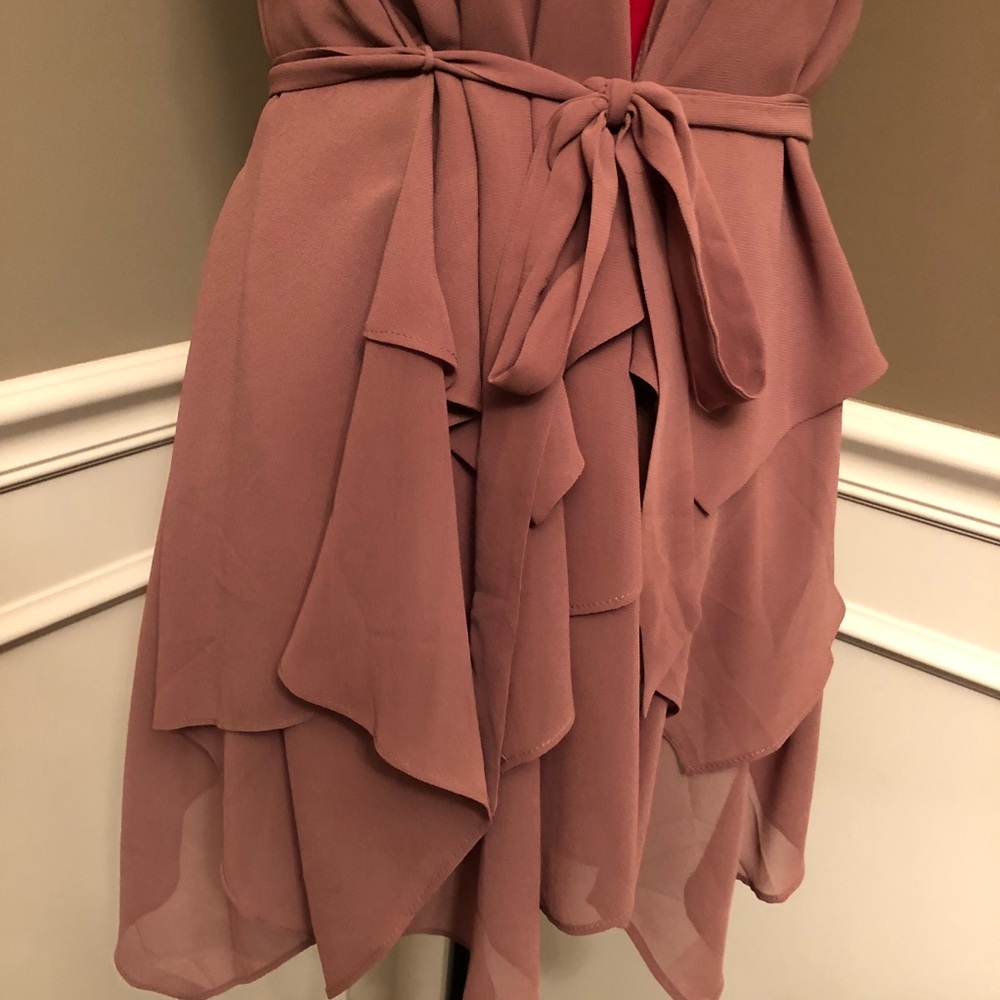 Sheer Cappuccino Colored Layered Vest - Picture 2 of 8